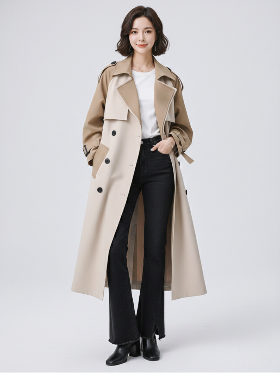 Bi-Color Structured Trench Coat