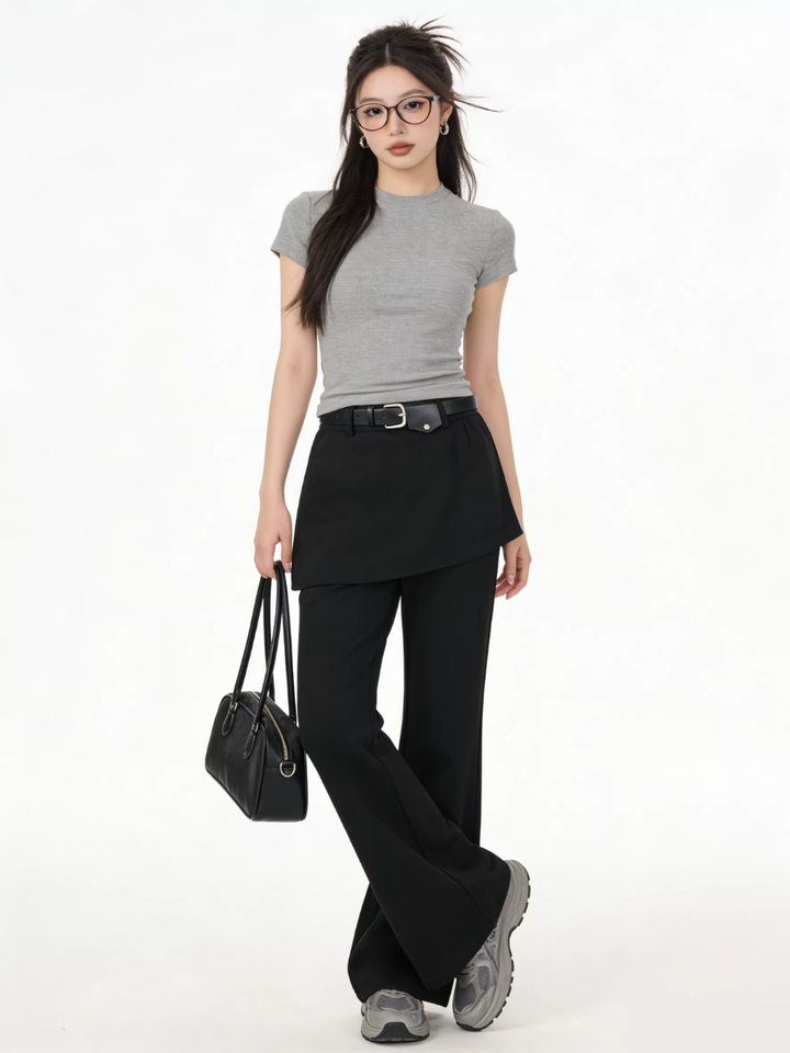 Layered Skirt Flare Pants