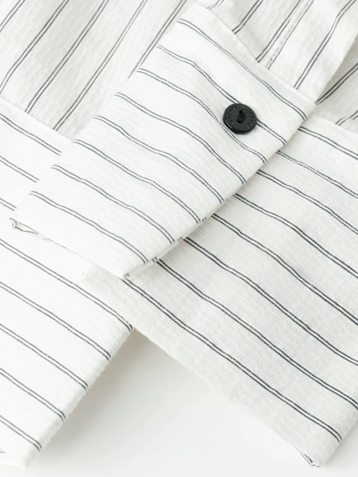 Asymmetric Tie Stripe Blouse
