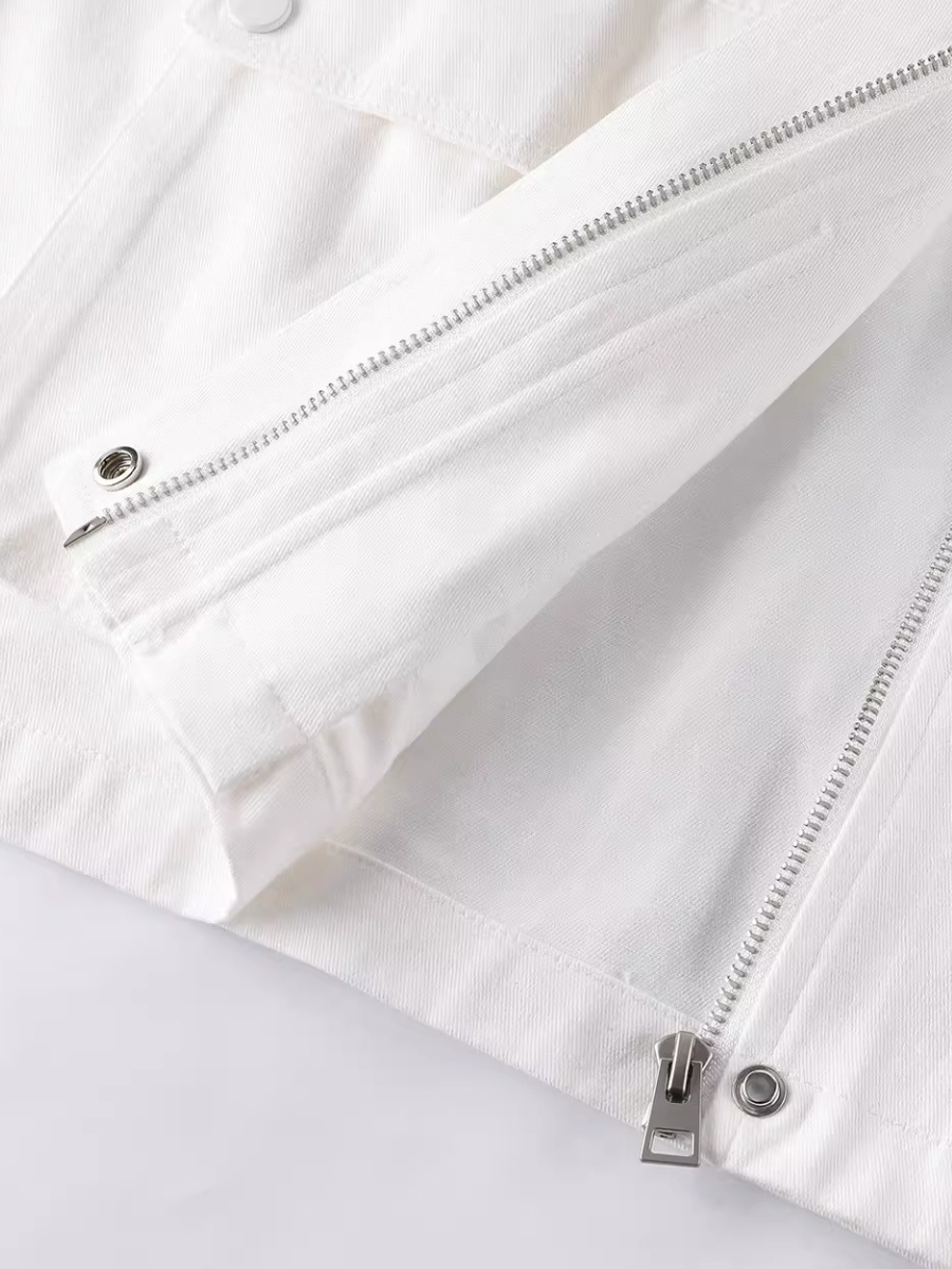 Contrast Leather Collar Jacket