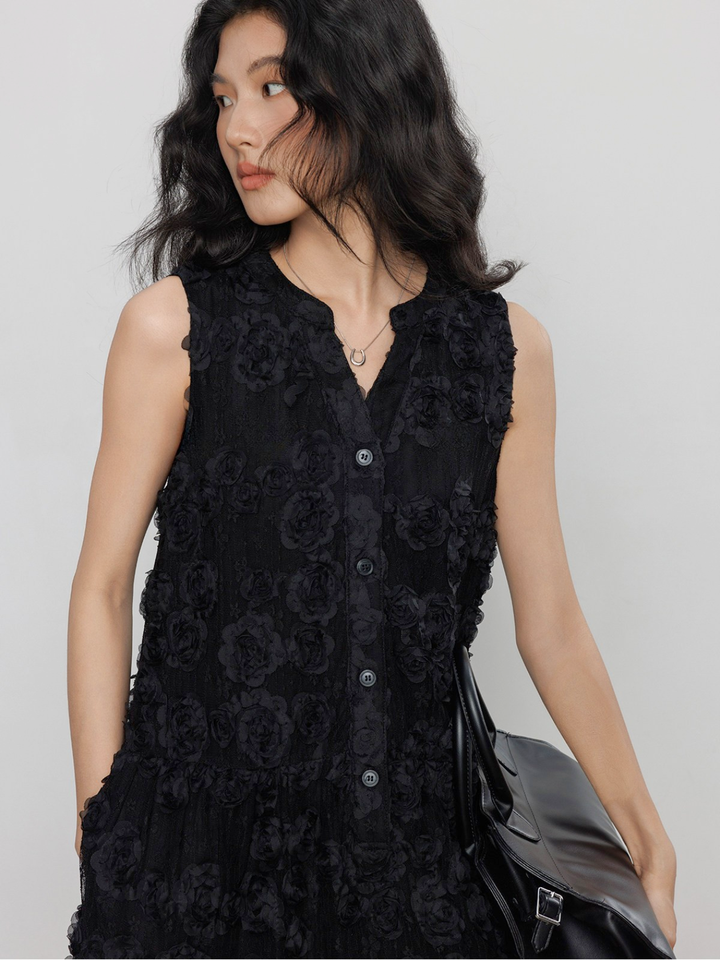 〈Pre order〉Noir Flower Lace Dress