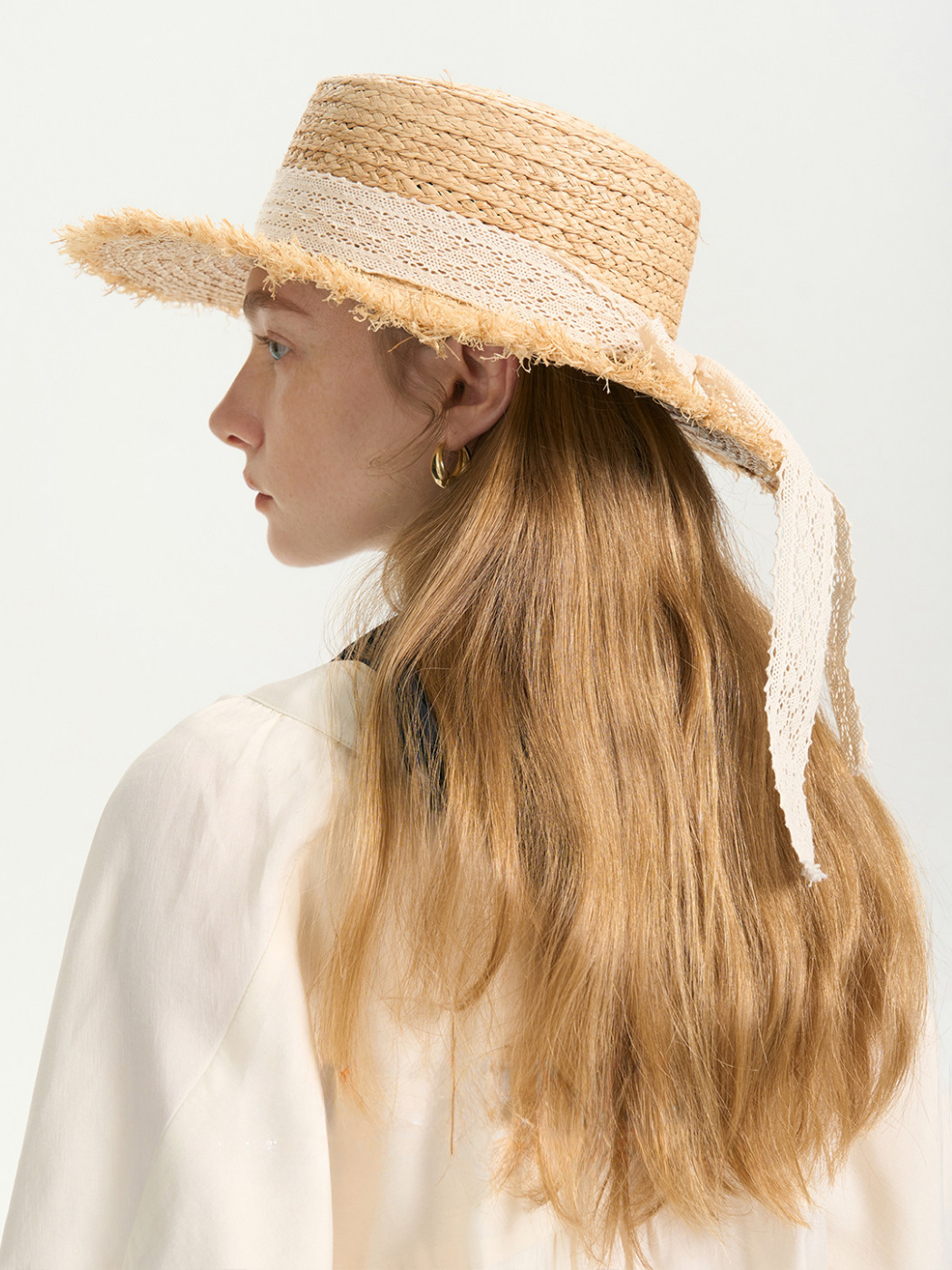 Lace Ribbon Raffia Straw Hat