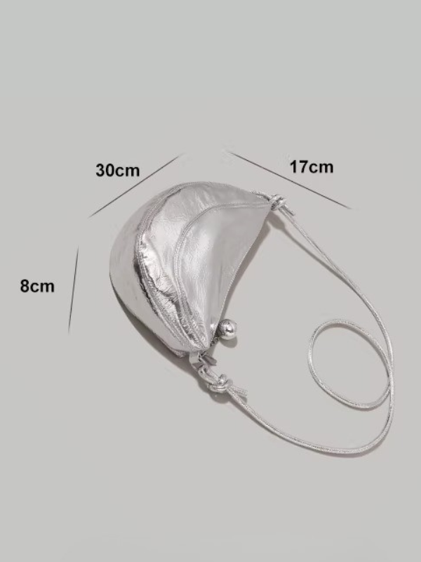 Metallic Crescent Charm Bag