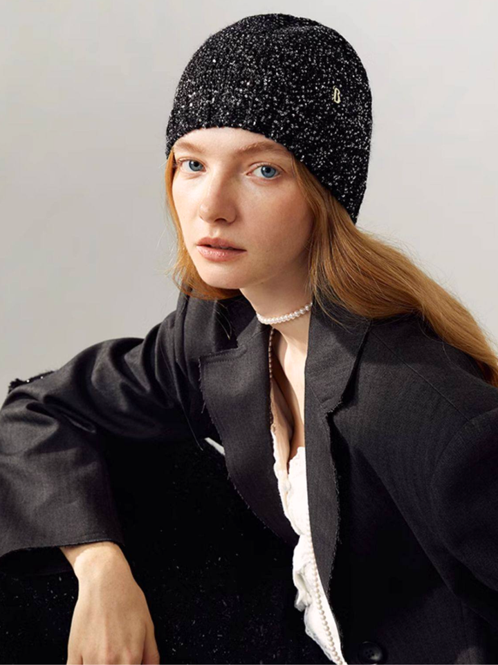 Midnight Sparkle Knit Beanie
