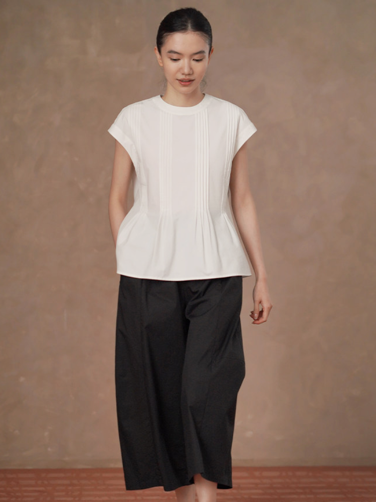 Pintuck Peplum Blouse