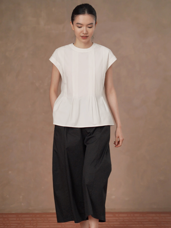Pintuck Peplum Blouse