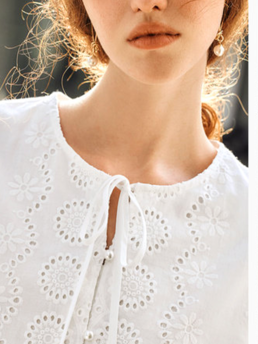 Fleur Eyelet Peplum Blouse