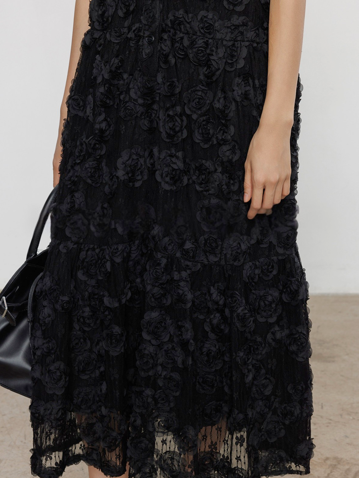 〈Pre order〉Noir Flower Lace Dress