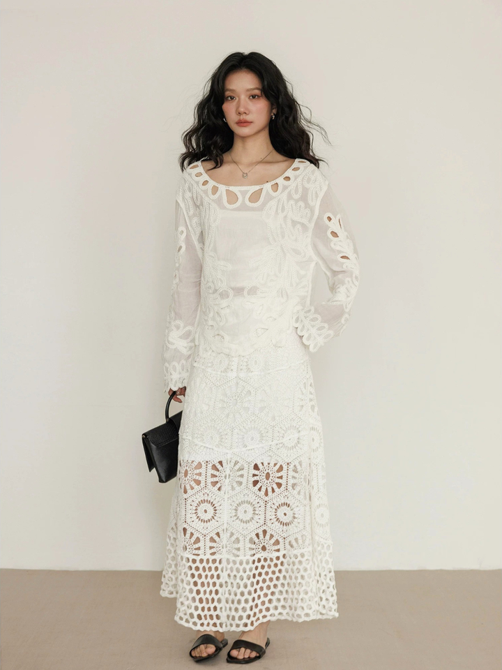 Loop Lace Sheer Blouse