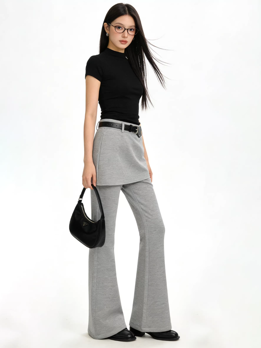 Layered Skirt Flare Pants