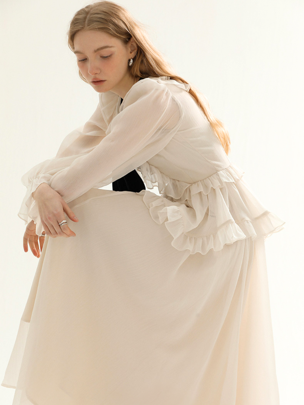 Noir Ribbon Frill Dress