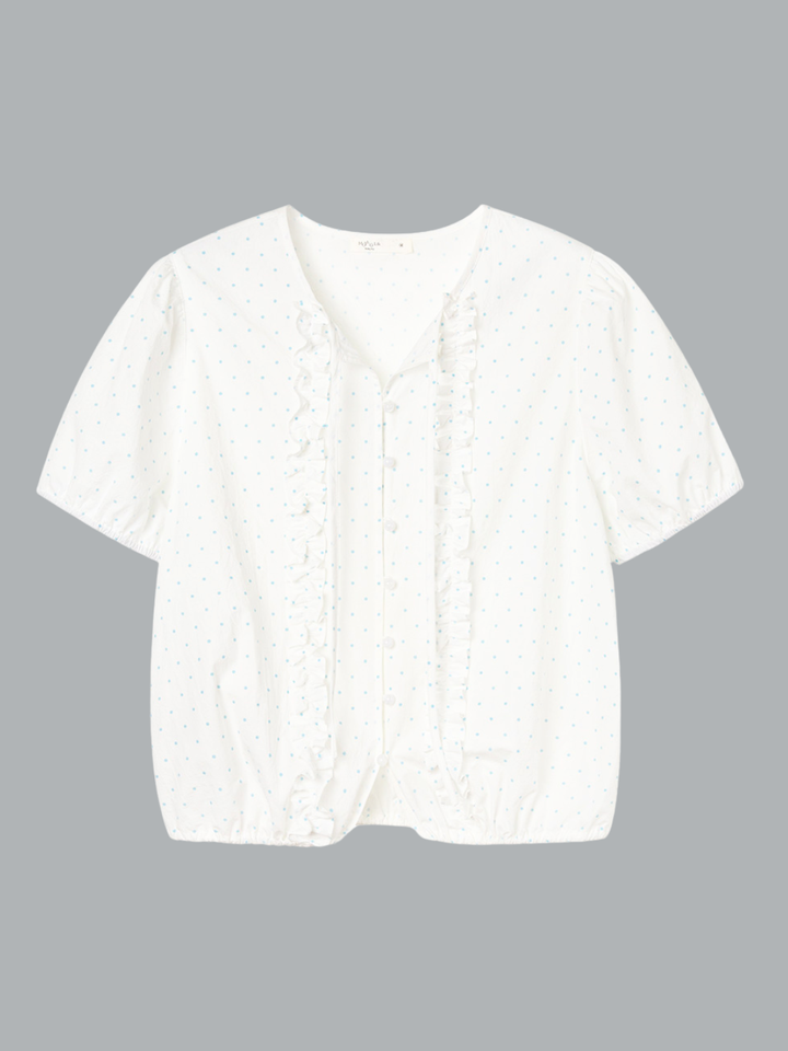 Sky Dot Frill Blouse
