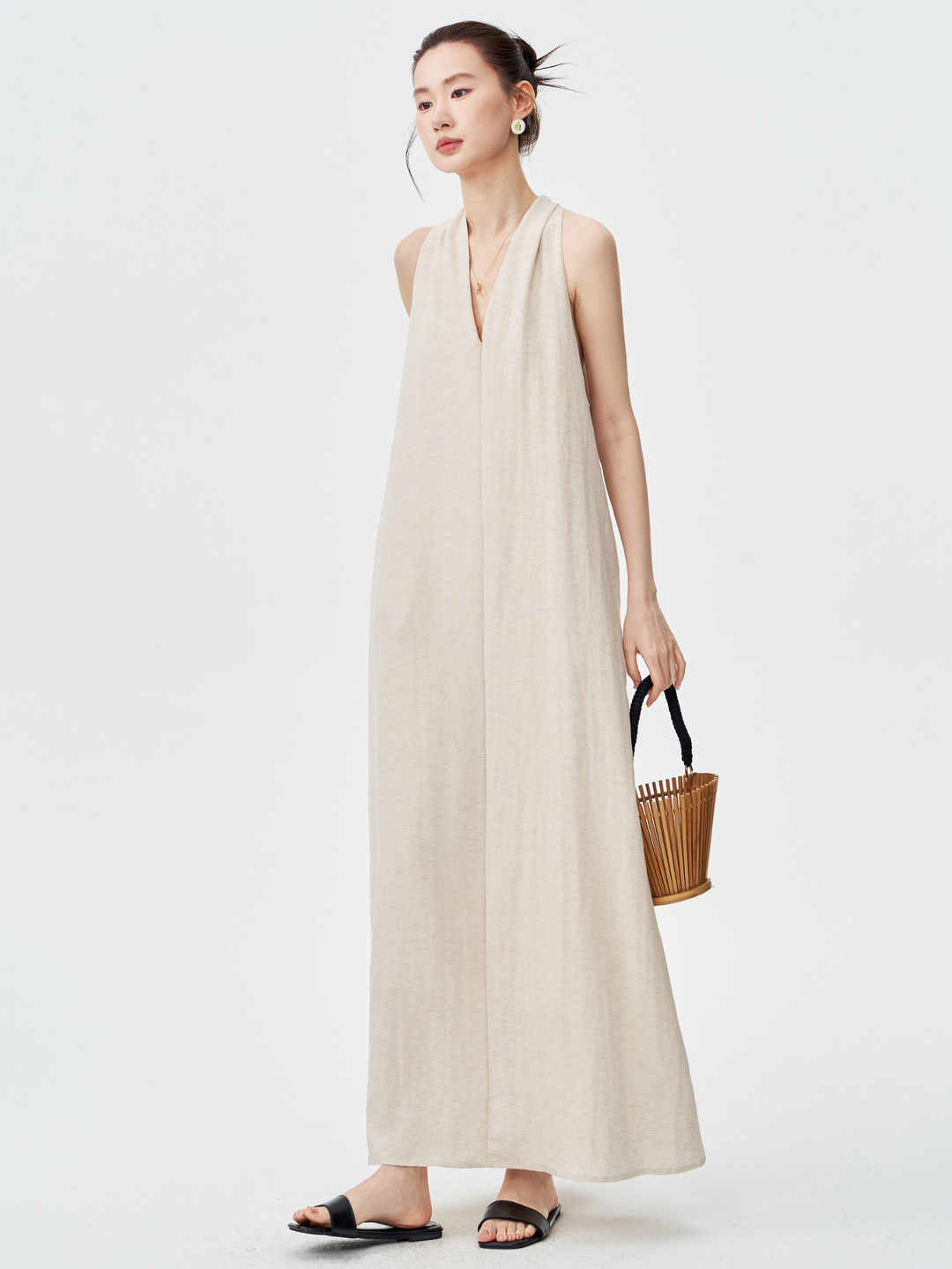 Twist Back Halter Neck Maxi Dress