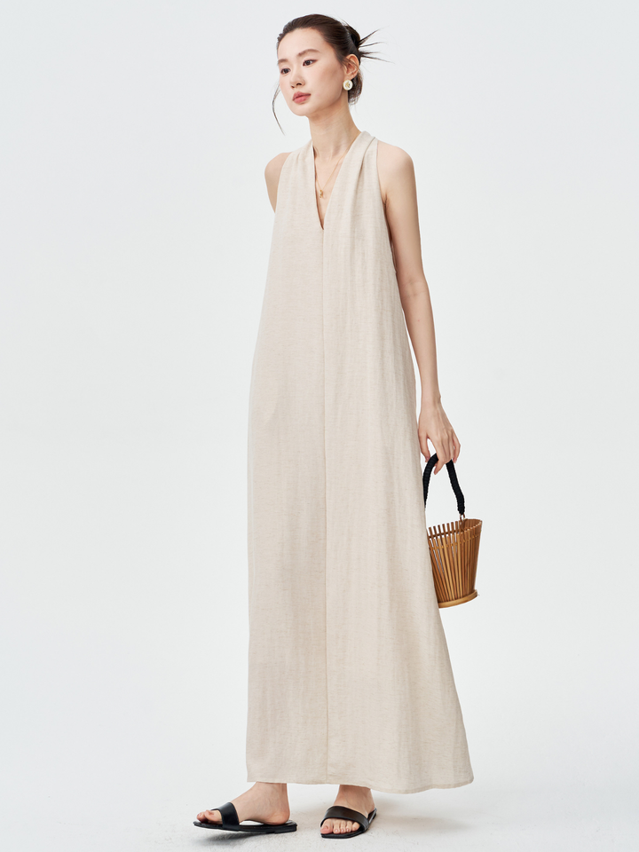 Twist Back Halter Neck Maxi Dress