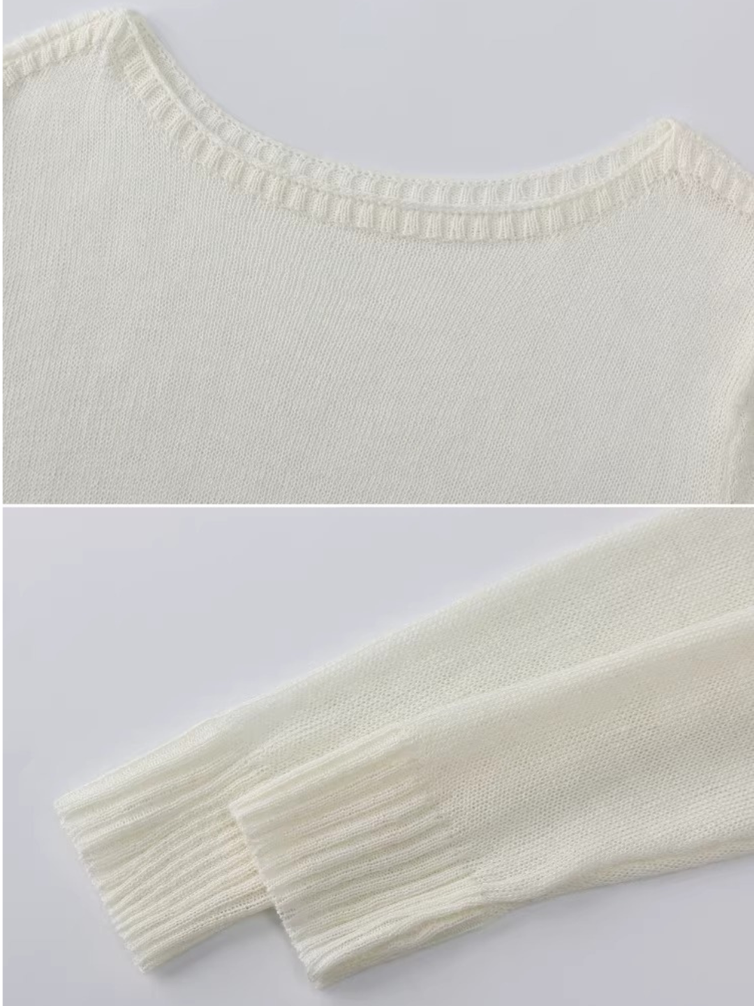 Front Slit Sheer Knit Top