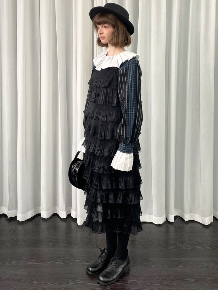 【Loose Smell】Layered Pleated Frill Dress