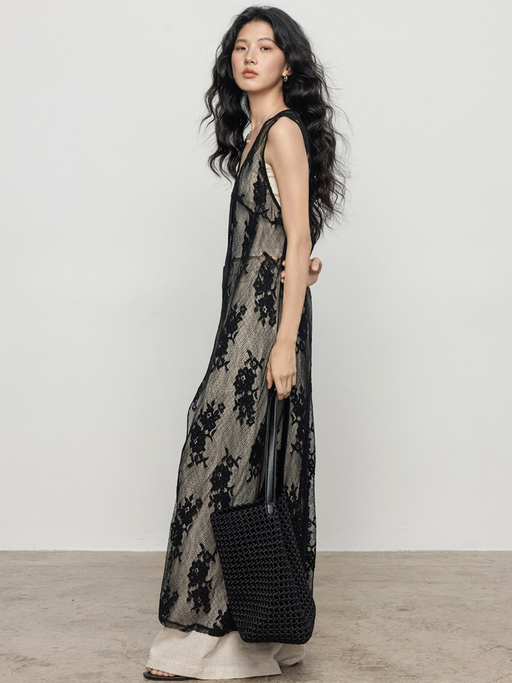 〈Pre Order〉Floral Lace Long Gilet