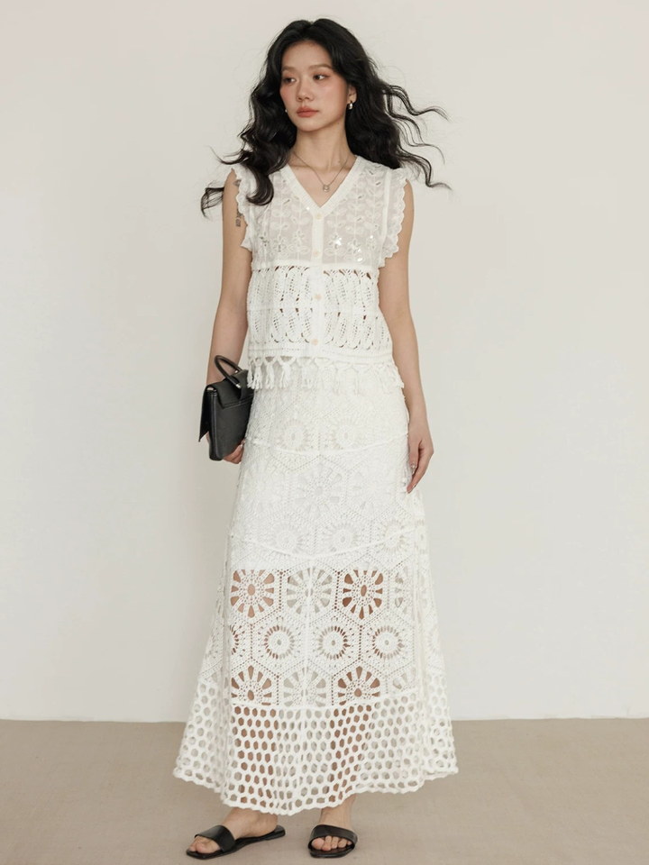 Crochet Panel Lace Skirt