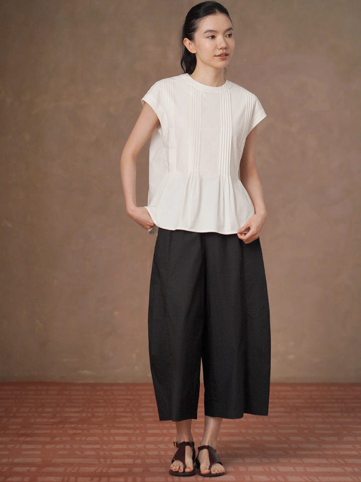 Pintuck Peplum Blouse