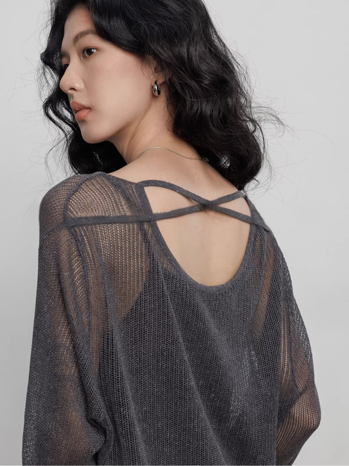 〈Pre order〉Back Cross Sheer Knit Set