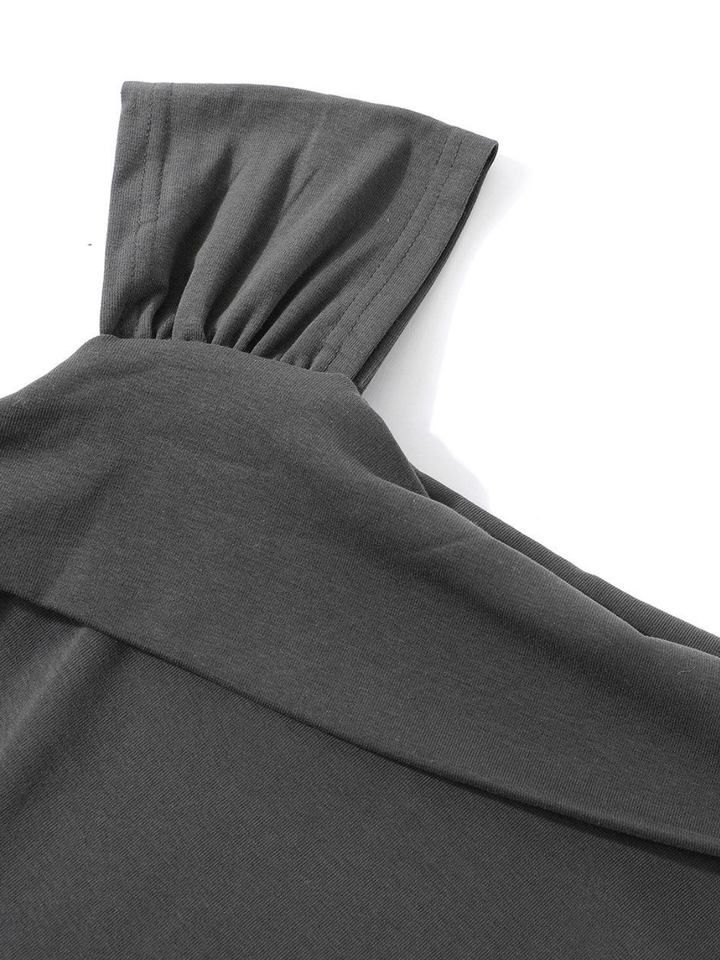 Draped Neck Flare Dress