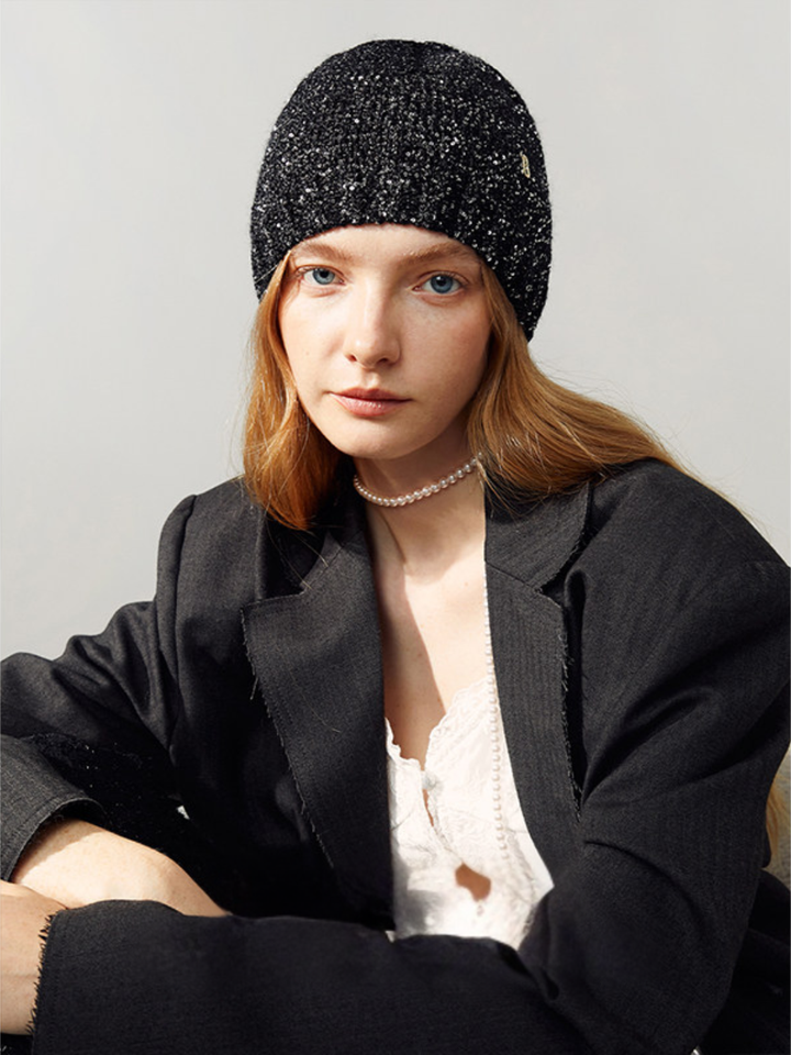 Midnight Sparkle Knit Beanie