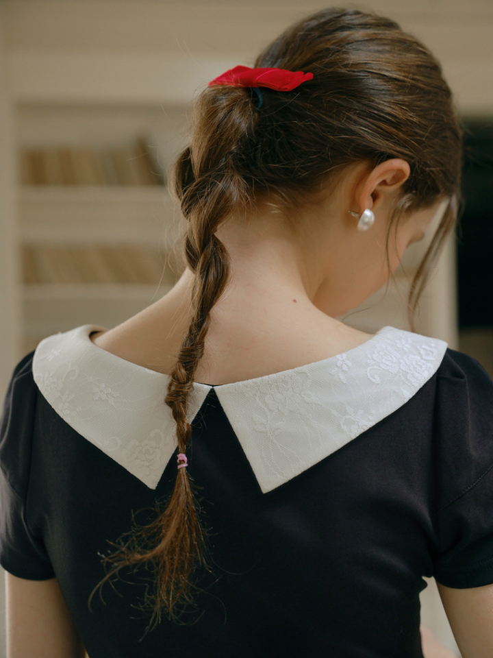 Embroidered Collar Top