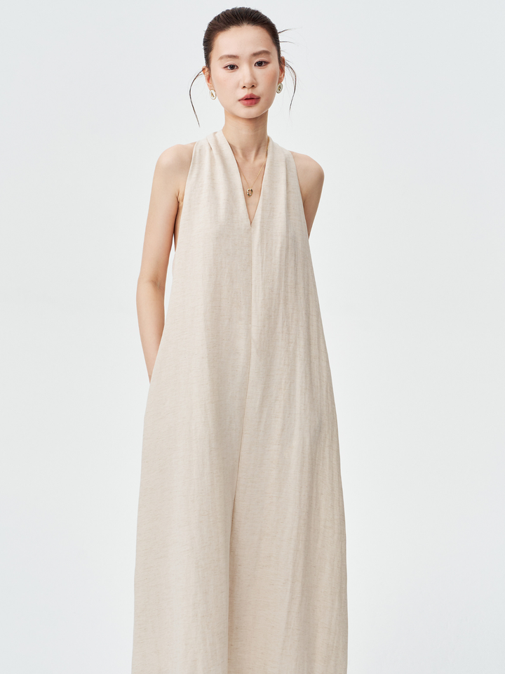 Twist Back Halter Neck Maxi Dress