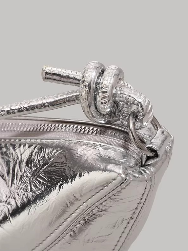 Metallic Crescent Charm Bag