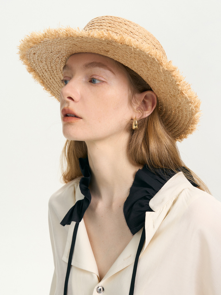 Lace Ribbon Raffia Straw Hat