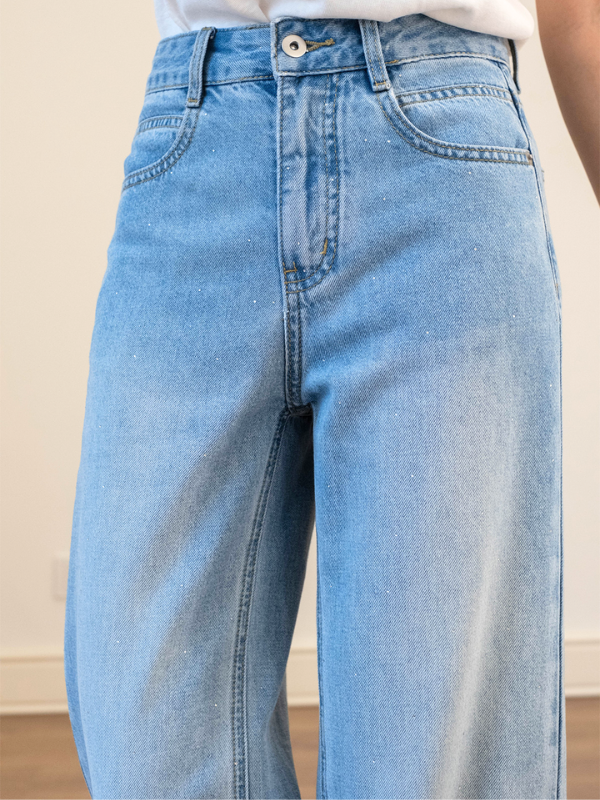 Subtle Glitter Wide Straight Denim（XS〜XL）