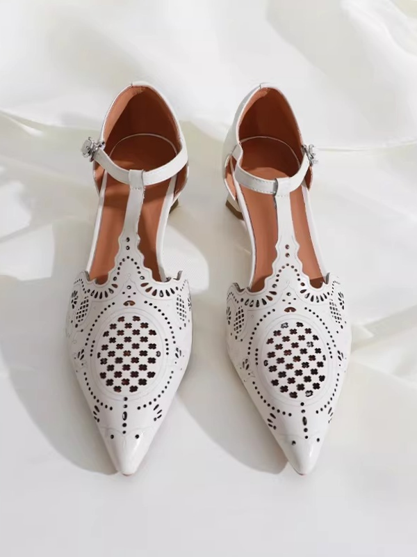 Classic Cutwork T-Strap Pumps