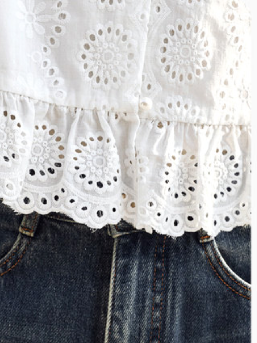 Fleur Eyelet Peplum Blouse