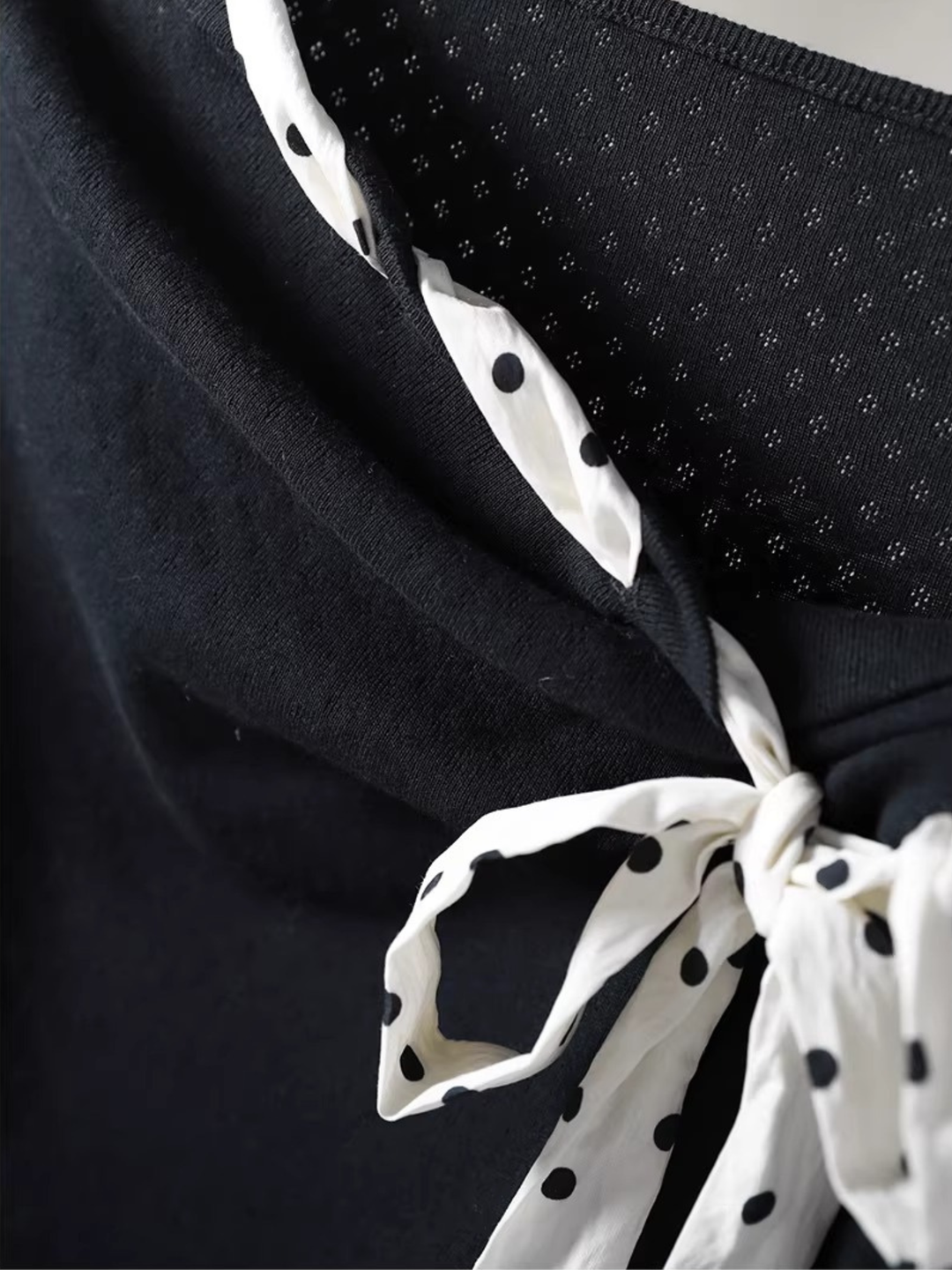 Dot Ribbon Asymmetric Cutsew