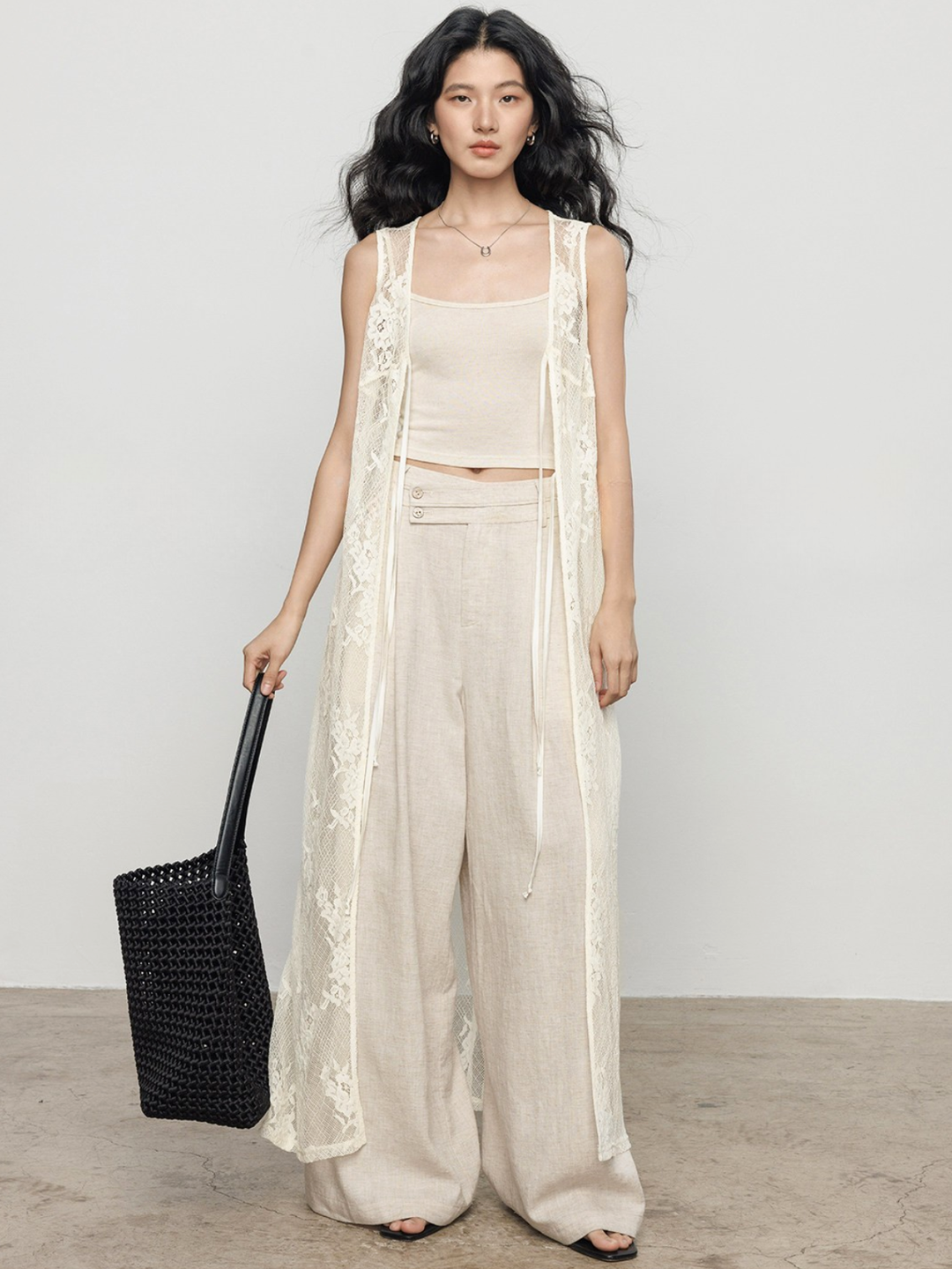 〈Pre Order〉Floral Lace Long Gilet