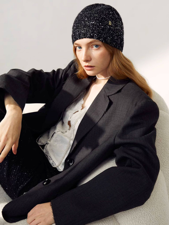 Midnight Sparkle Knit Beanie