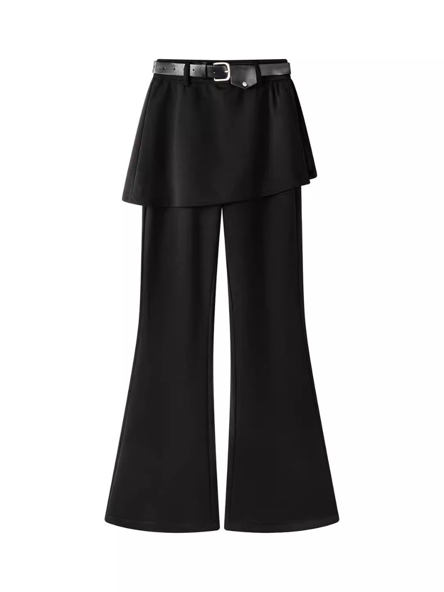 Layered Skirt Flare Pants