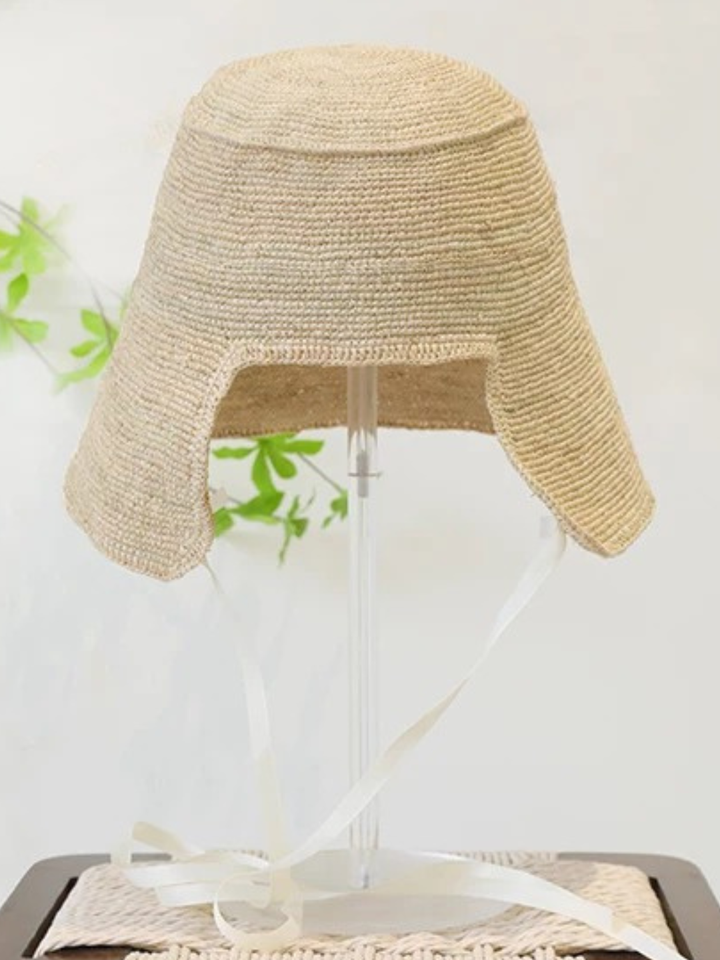 Natural Straw Ribbon Hat