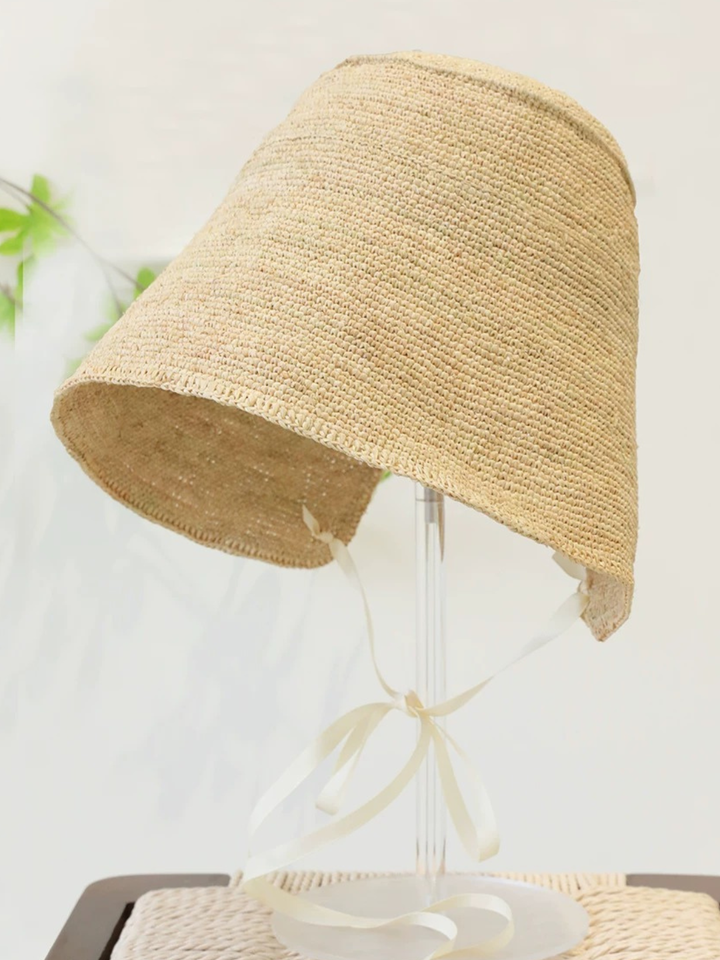 Natural Straw Ribbon Hat