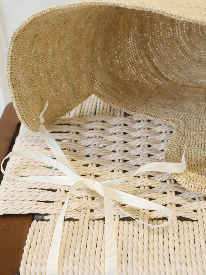 Natural Straw Ribbon Hat