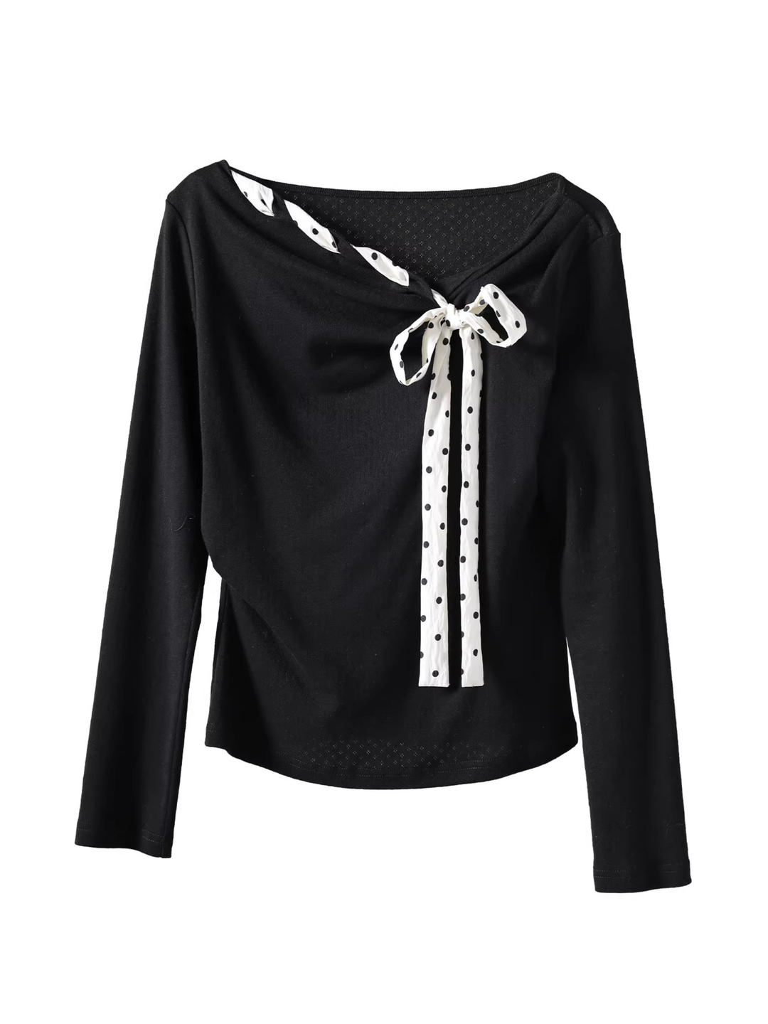 Dot Ribbon Asymmetric Cutsew