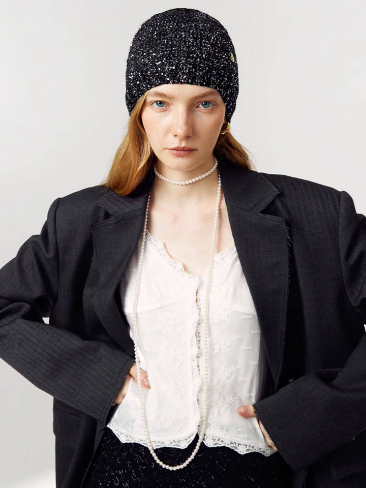 Midnight Sparkle Knit Beanie