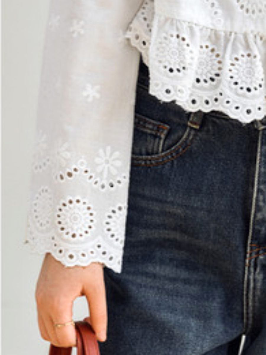 Fleur Eyelet Peplum Blouse