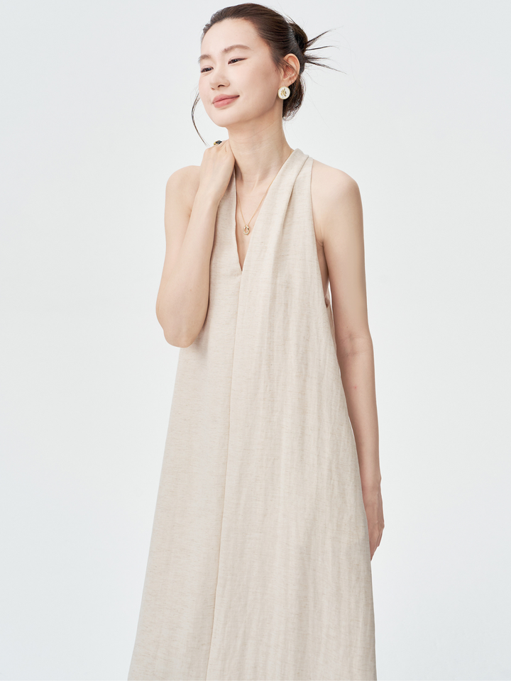Twist Back Halter Neck Maxi Dress
