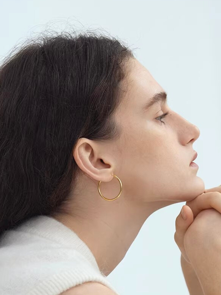 【EGO ACC】Minimal Gold Hoop Earrings