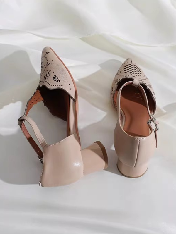 Classic Cutwork T-Strap Pumps