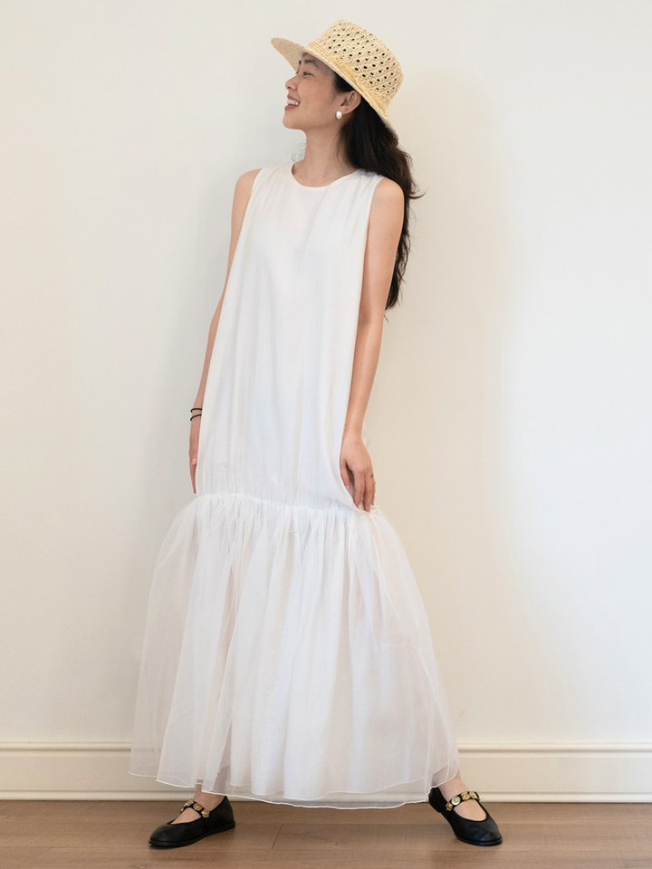 〈Pre Order〉Sheer Hem Sleeveless Dress