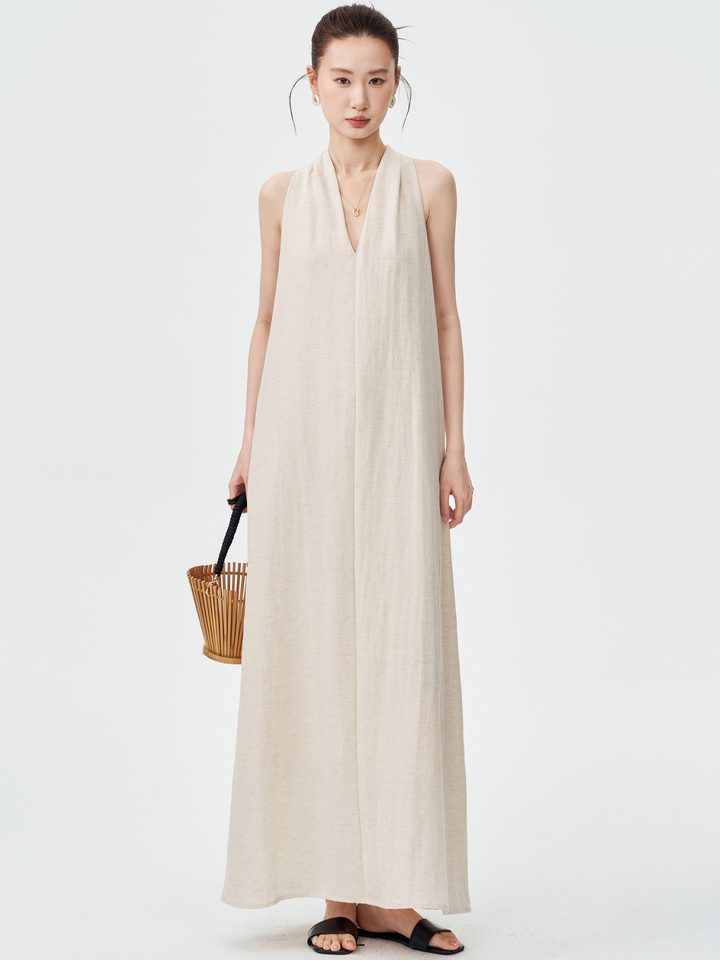 Twist Back Halter Neck Maxi Dress