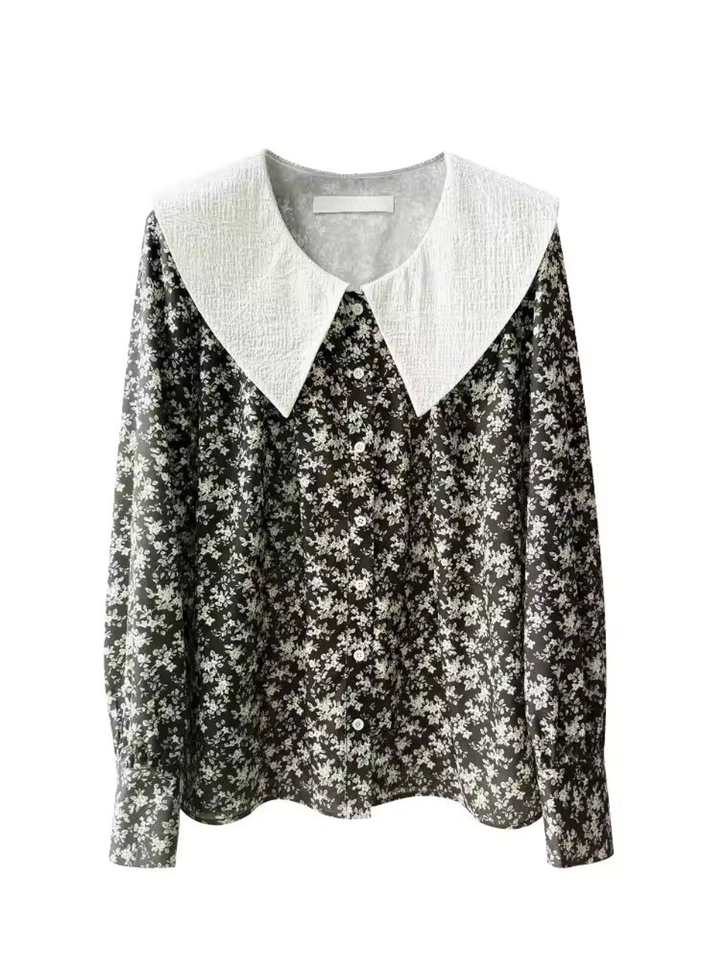 Vintage Flower Big Collar Blouse