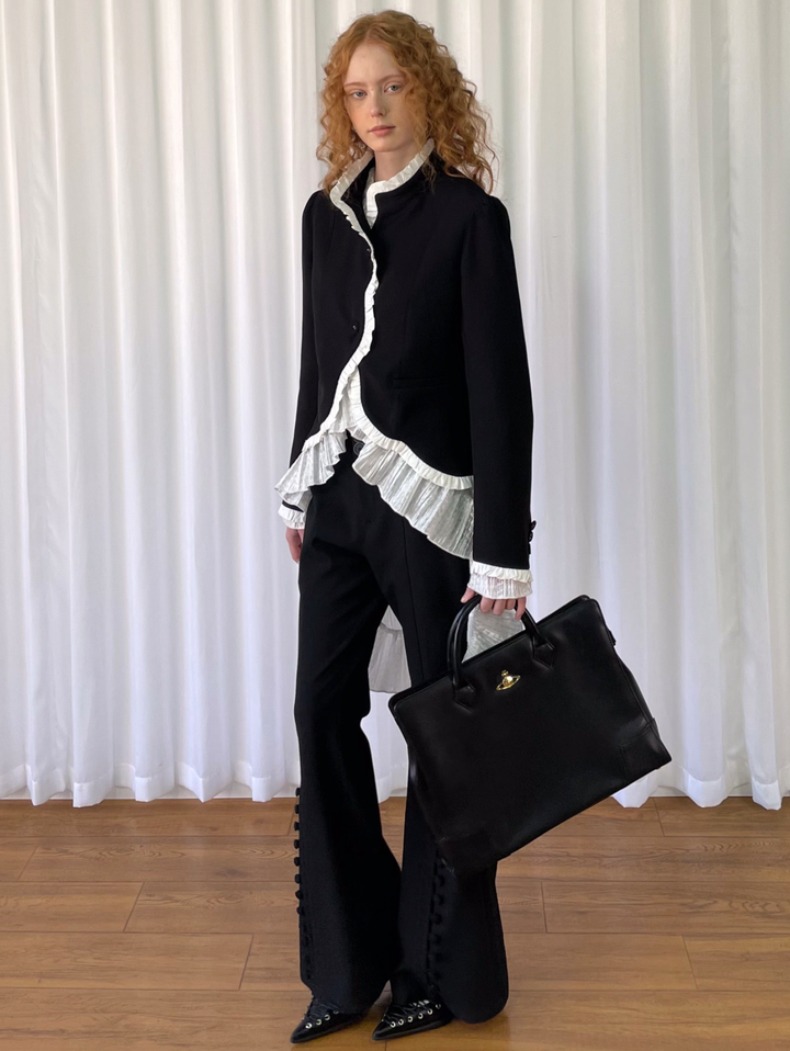 【Loose Smell】Pleated Ruffle Long Blouse
